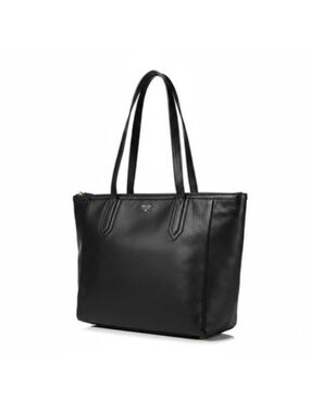 Fossil Black 100% Cowhide Leather Sydney Large Tote Bag Shoulder Purse Zip Top